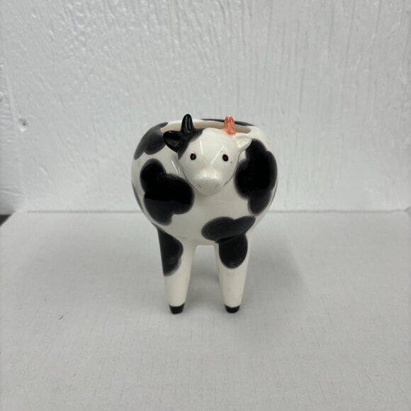 Small Ceramic Pottery Cow Mini Succulent Air Plant Pot Planter Farmhouse Kitsch - Picture 5 of 9